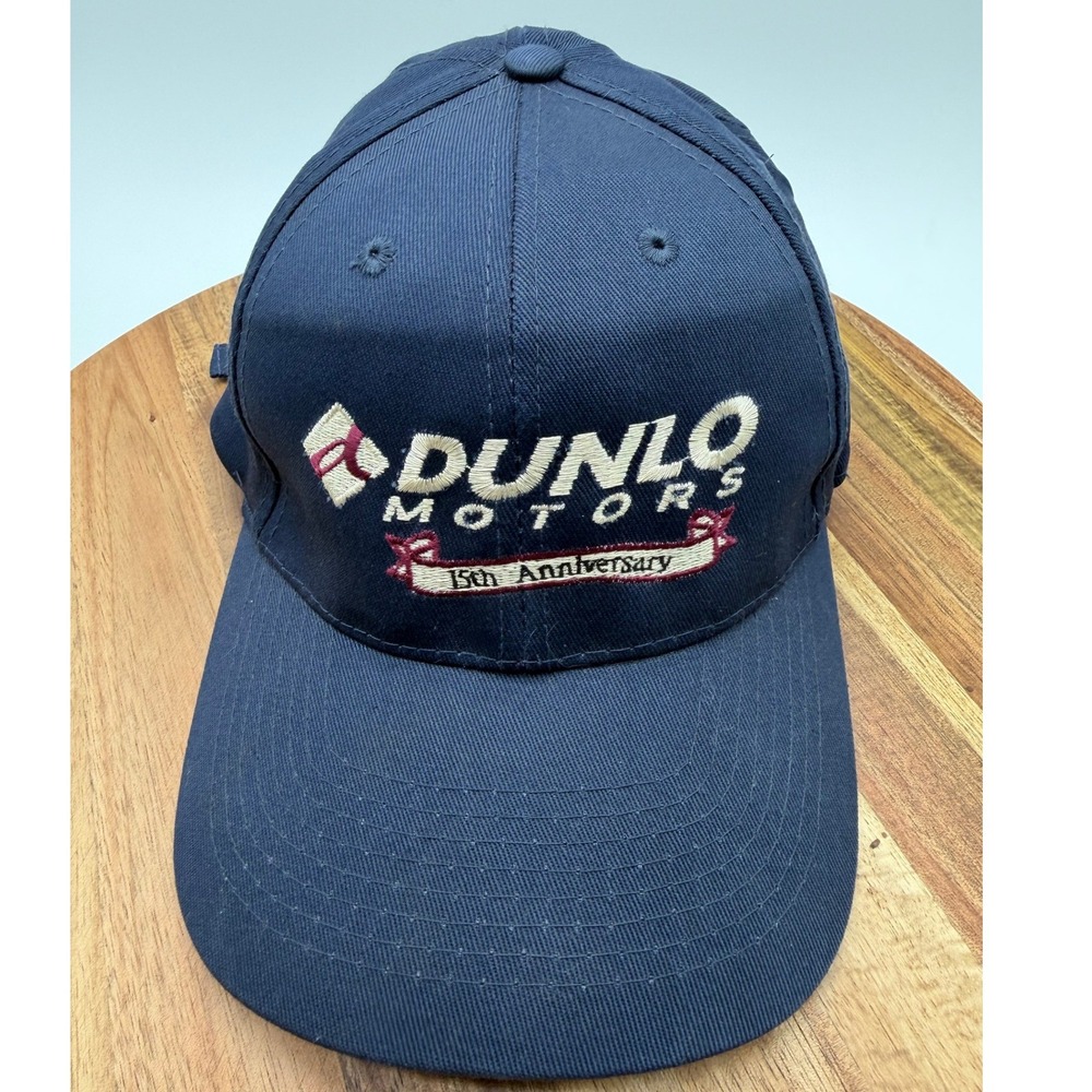 UltraClub Dunlo Motors 15th Anniversary Blue‎ Embroidered Baseball Hat Cap  0297